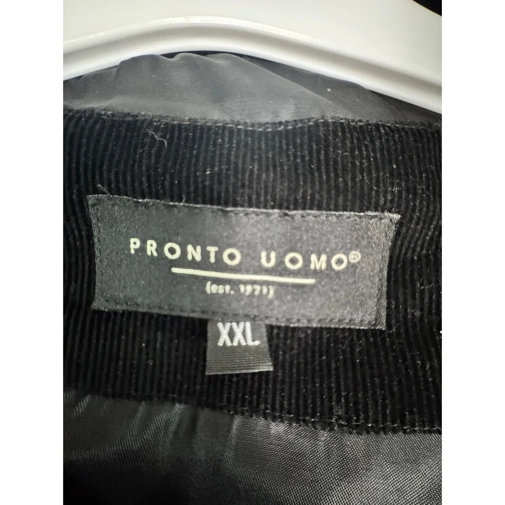 Pronto Uomo Men's Vest XXL Quilted Charcoal Gray Black Piped Pockets Full Zip‎